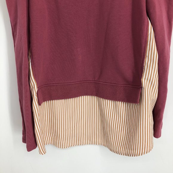 Anthropologie Maeve Pink Layered Long Puff Sleeve Tunic Sweatshirt Size M - Picture 11 of 16